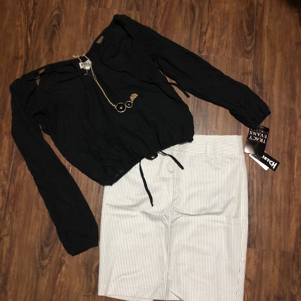 𝓒𝓵𝓪𝓼𝓼𝔂 Black Silky Top Sz. S + Skirt Sz. 9